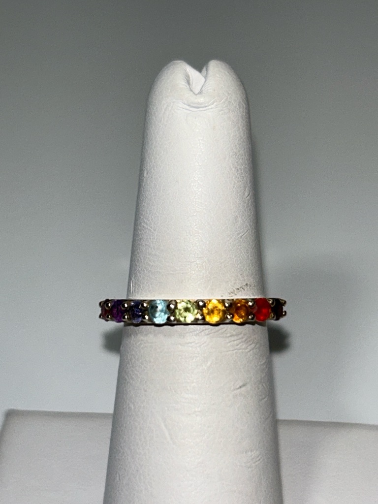 Nwot Nyc 11 Gold Plated Sterling Silver Genuine Multi Gemstone Designer Ring